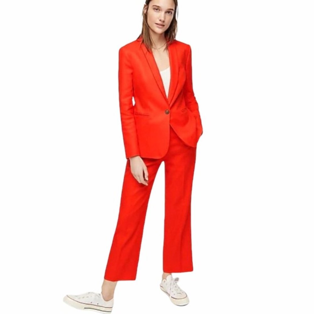 J. Crew Linen Pant Suit in Brilliant Sunset - 2 Pc